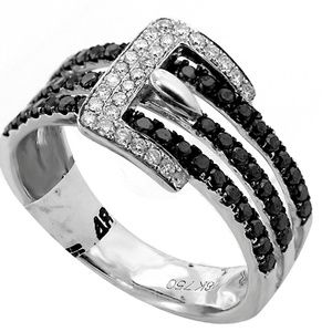 "SOLD"   Diamond Buckle ring 18Kt White gold